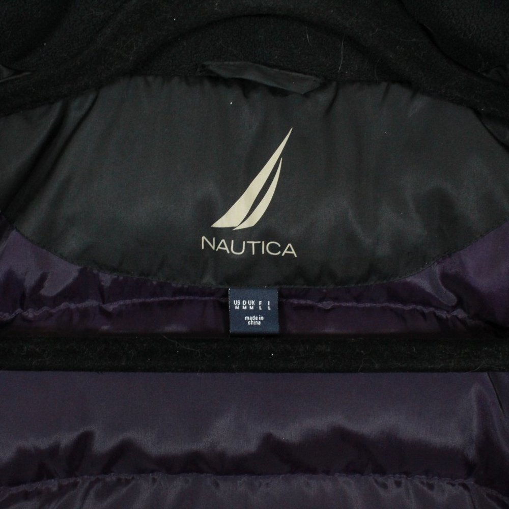 Nautica Black Quilted Insulated Removable Faux Fur Down Puffer Jacket Size M - Picture 7 of 13